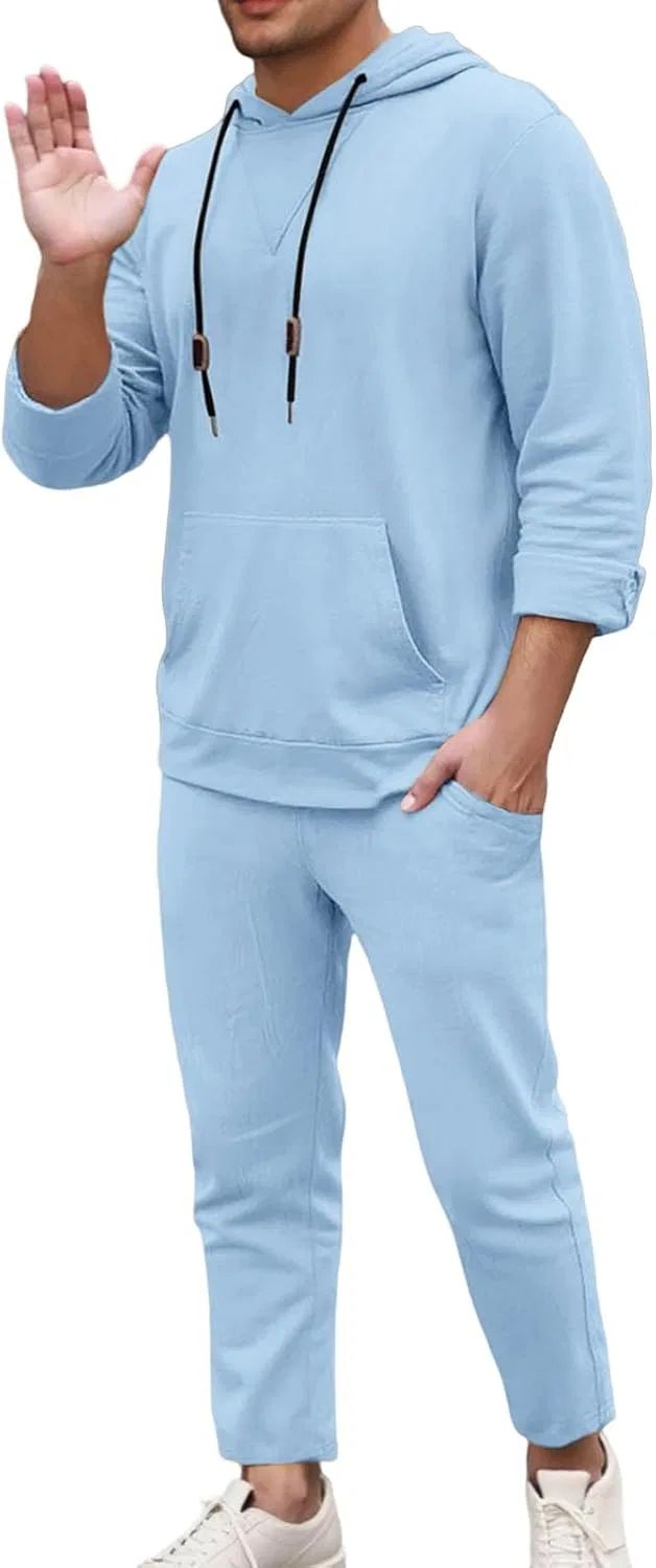 Спортивный костюм мужской из хлопка и полиэстера, Light Blue — фото 3