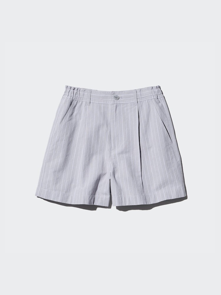 

Льняные шорты из смеси хлопка в полоску Uniqlo, цвет 03 серый
