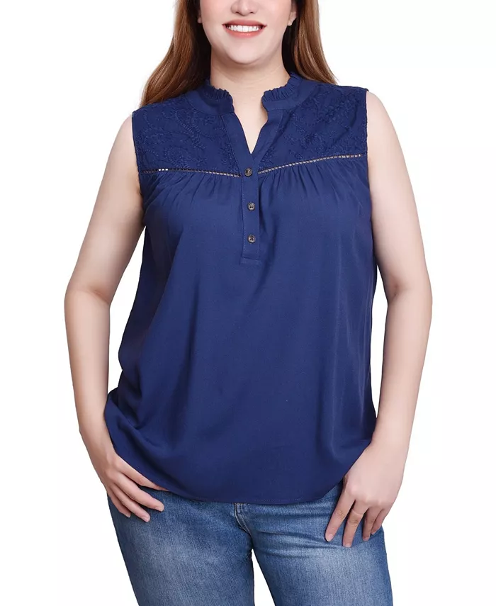 

Миниатюрная блузка без рукавов с кокеткой NY Collection, синий