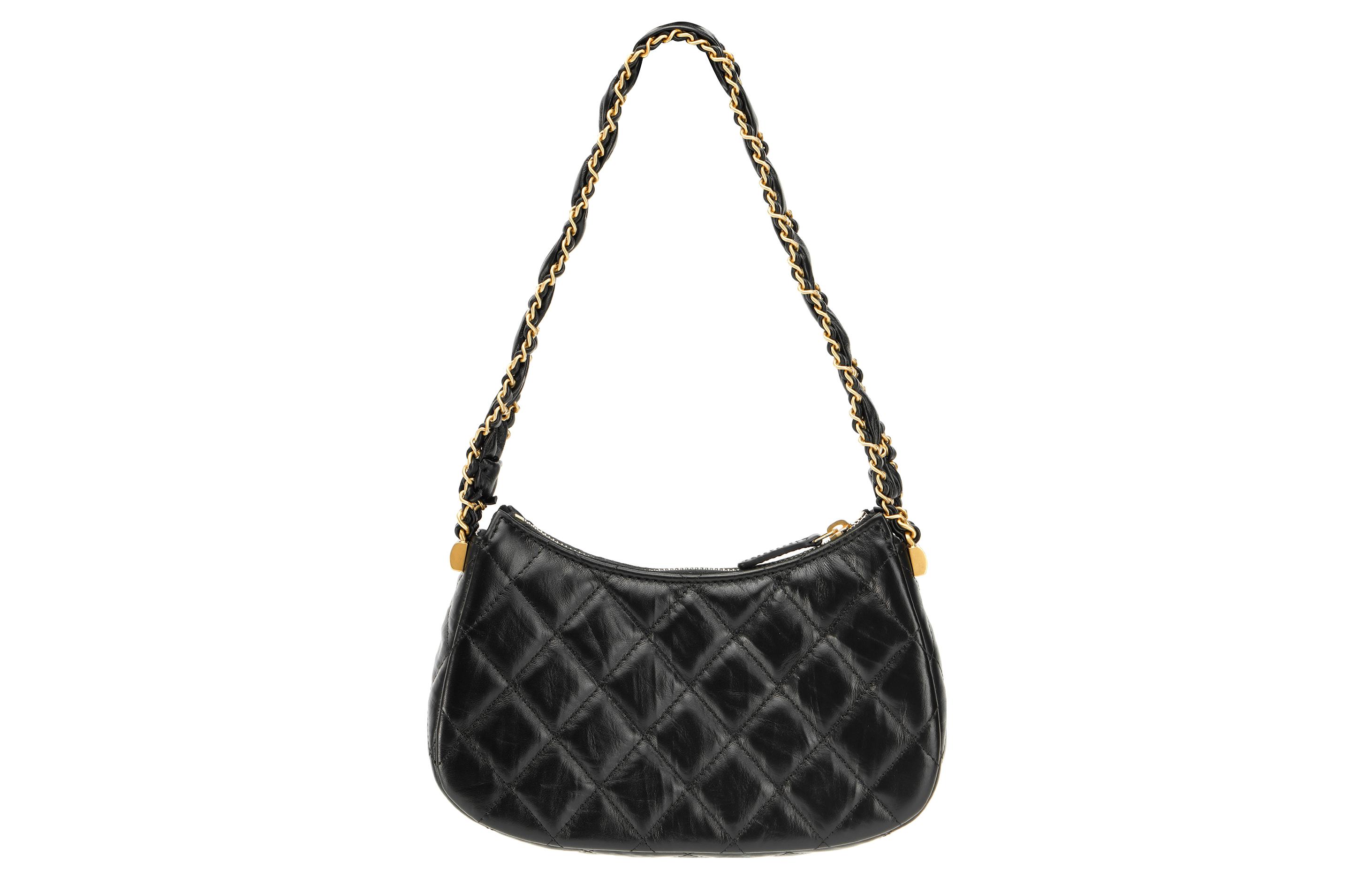 CHANEL Сумка через плечо из коровьей кожи, хобо, женская сумка trumpets black — фото 3
