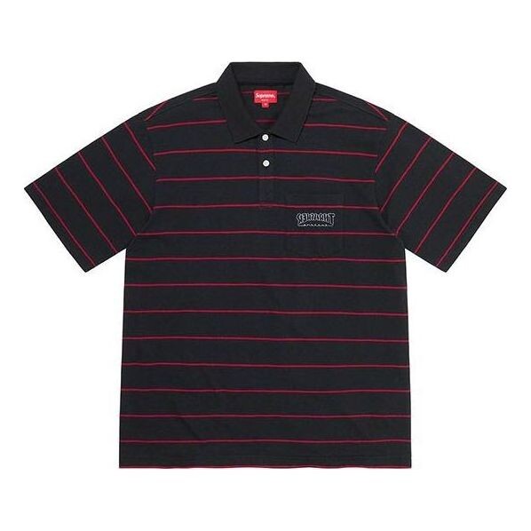 

Рубашка поло x thrasher stripe polo 'black red' Supreme, черный