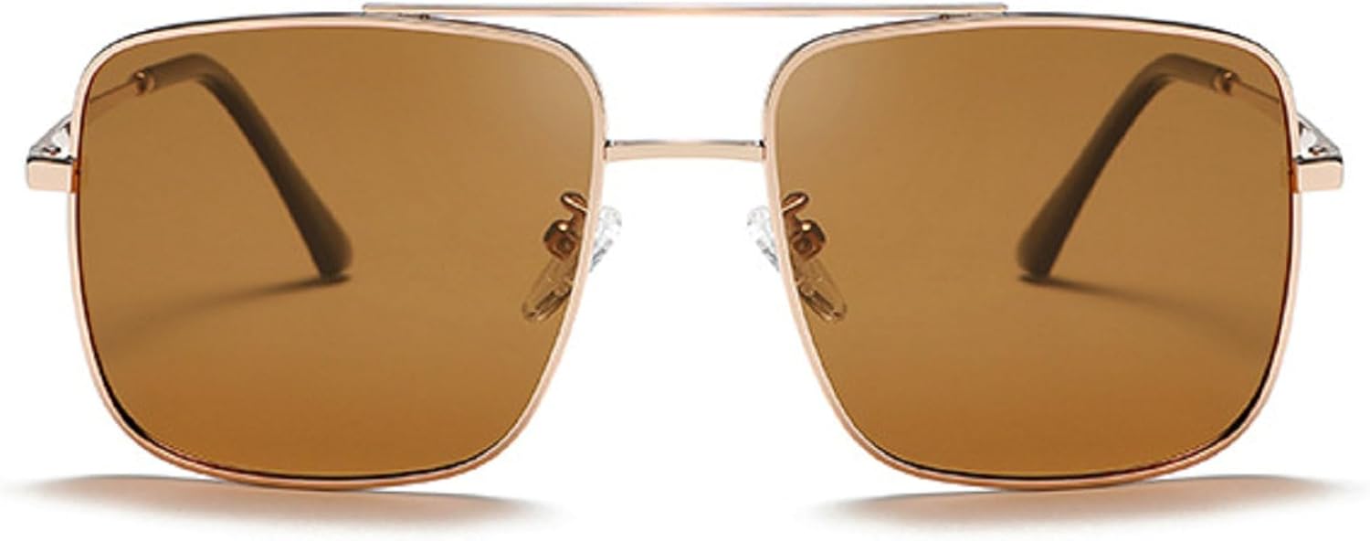 

Винтажные женские солнцезащитные очки-пилот для мужчин, квадратные солнцезащитные очки больших размеров, модные мужские солнцезащитные очки с двойным дужком mincl, Brown