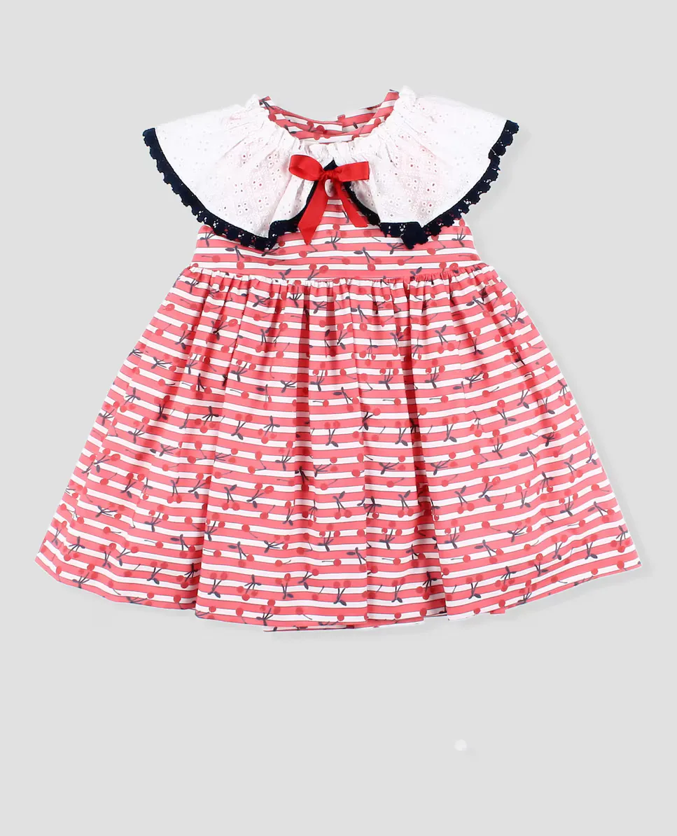 

Платье для девочки из полосатой хлопчатобумажной ткани Foque, красный