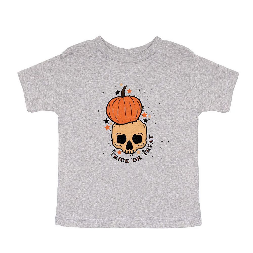 

Футболка с короткими рукавами и рисунком черепа Trick Or Treat для малышей The Juniper Shop, цвет Heather Grey