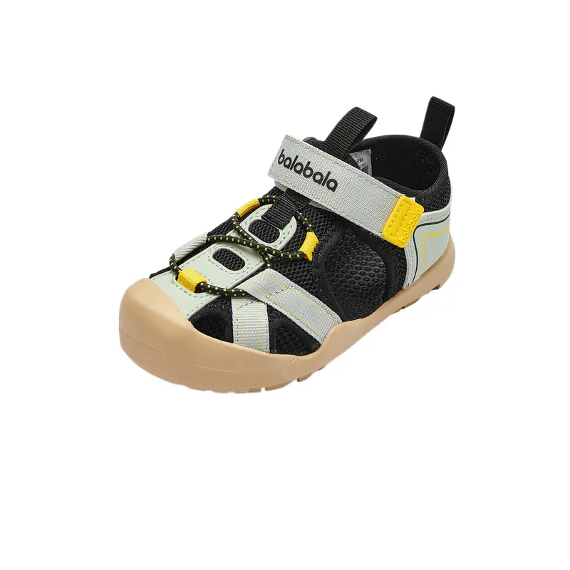 

Детские сандалии с противоскользящей подошвой, дышащие и противоударные BALABALA, черный/зеленый