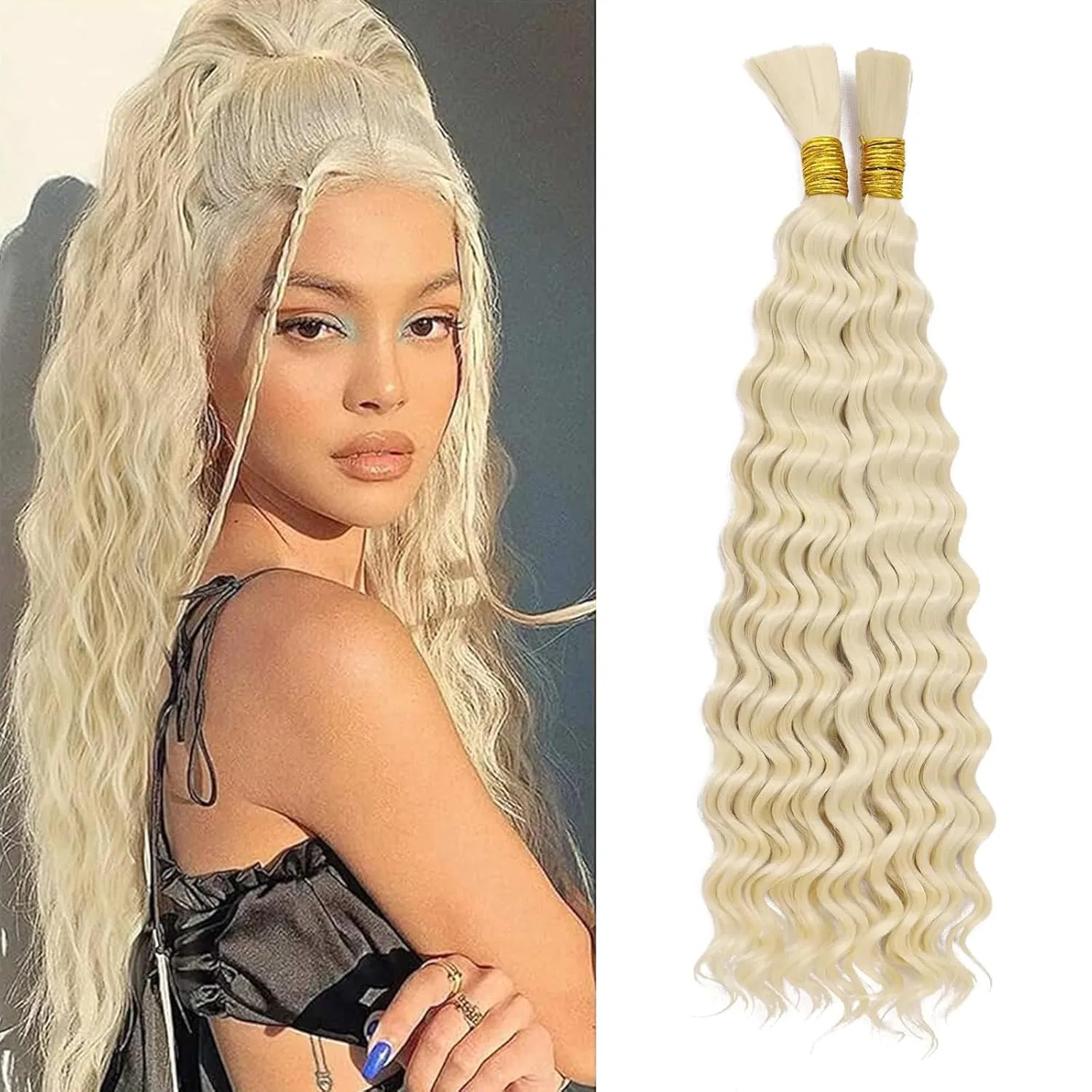 Комплект синтетических волос Deep Wave Bulk Hair 18 дюймов Bltyxt, 613