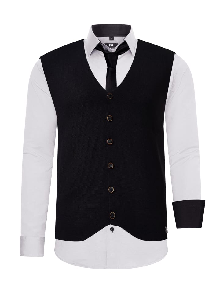 

Рубашка с жилетом и галстуком, комплект из 3 предметов, светло-серый Rusty Neal