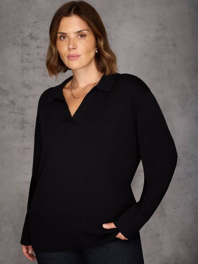 

Джемпер с воротником поло и облегающим кроем Live Unlimited, Black