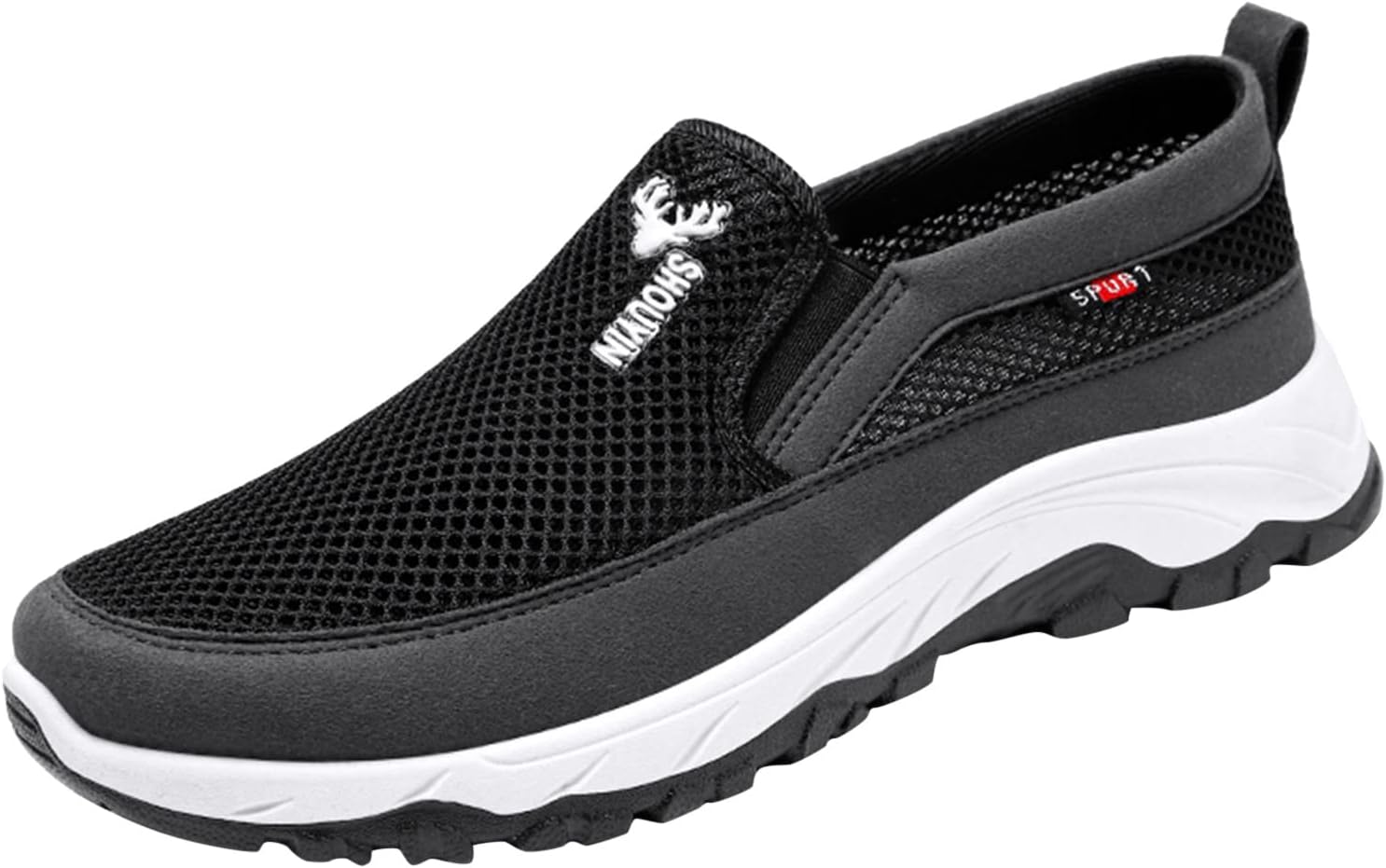 

Мужские сетчатые вязаные лоферы на удобной подошве, повседневная обувь, лоферы-пенни, комфортные дышащие слипоны, лодочные туфли для мужчин Generic, черный