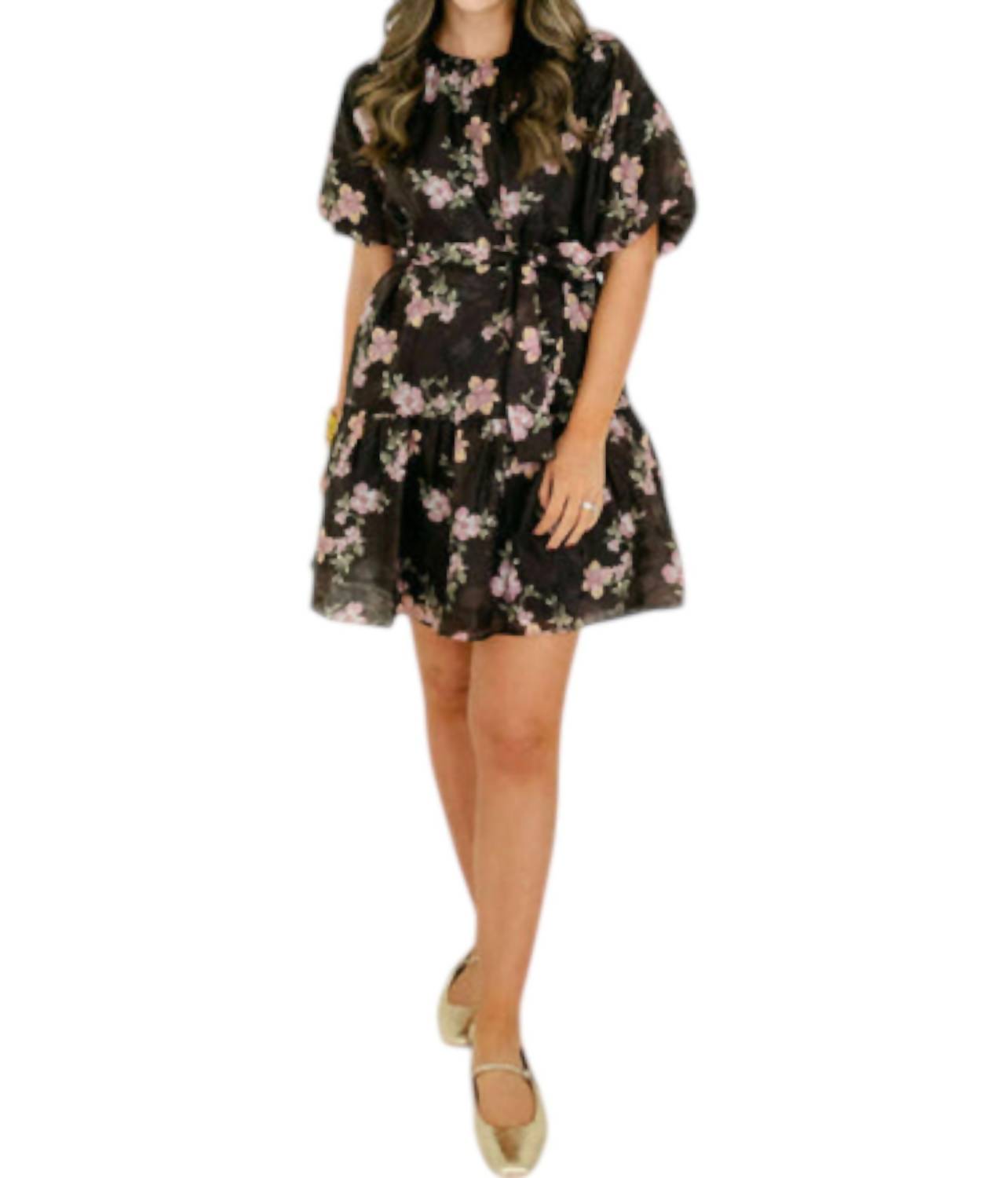 

Платье с драпировкой на плечах в цветочном принте Midnight Floral Joy Joy, Midnight Floral