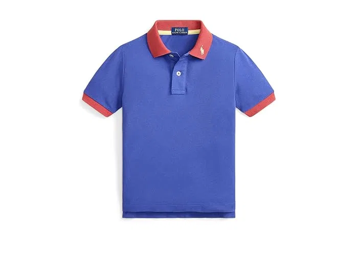 Футболка-поло из хлопка Stretch Cotton Mesh Polo Shirt Polo Ralph Lauren Kids, Carmel Pink/White