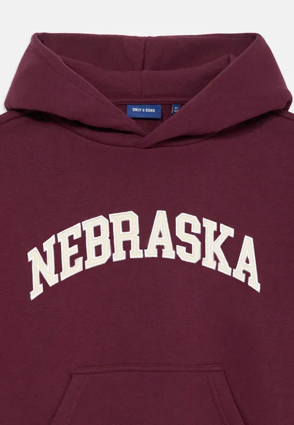 Толстовка Osjgraham sweat hoodie Only & Sons Junior, сиренево-винный/белый — фото 4