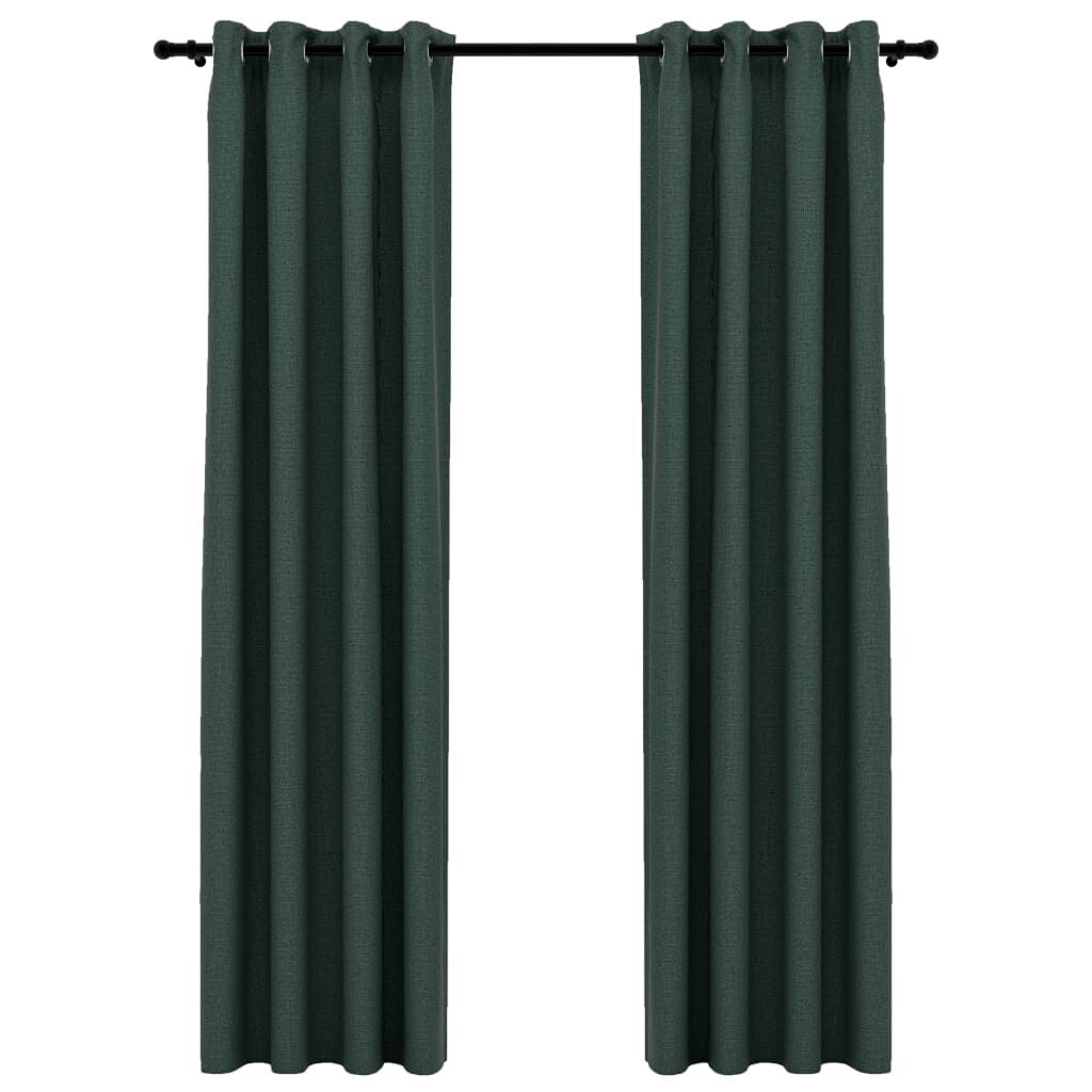

VidaXL Плотные шторы с люверсами, льняной вид, 2 шт., зеленые, 140x225 см