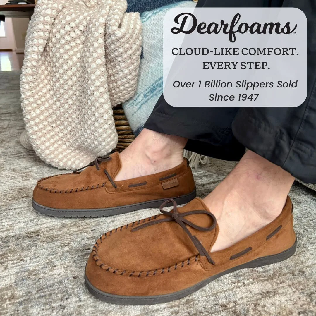 Мужские мокасины Dearfoams из микросуэда с завязками