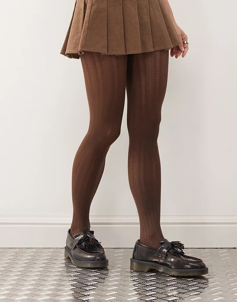 

Ребристые облегающие колготки Reclaimed Vintage шоколадно-коричневого цвета