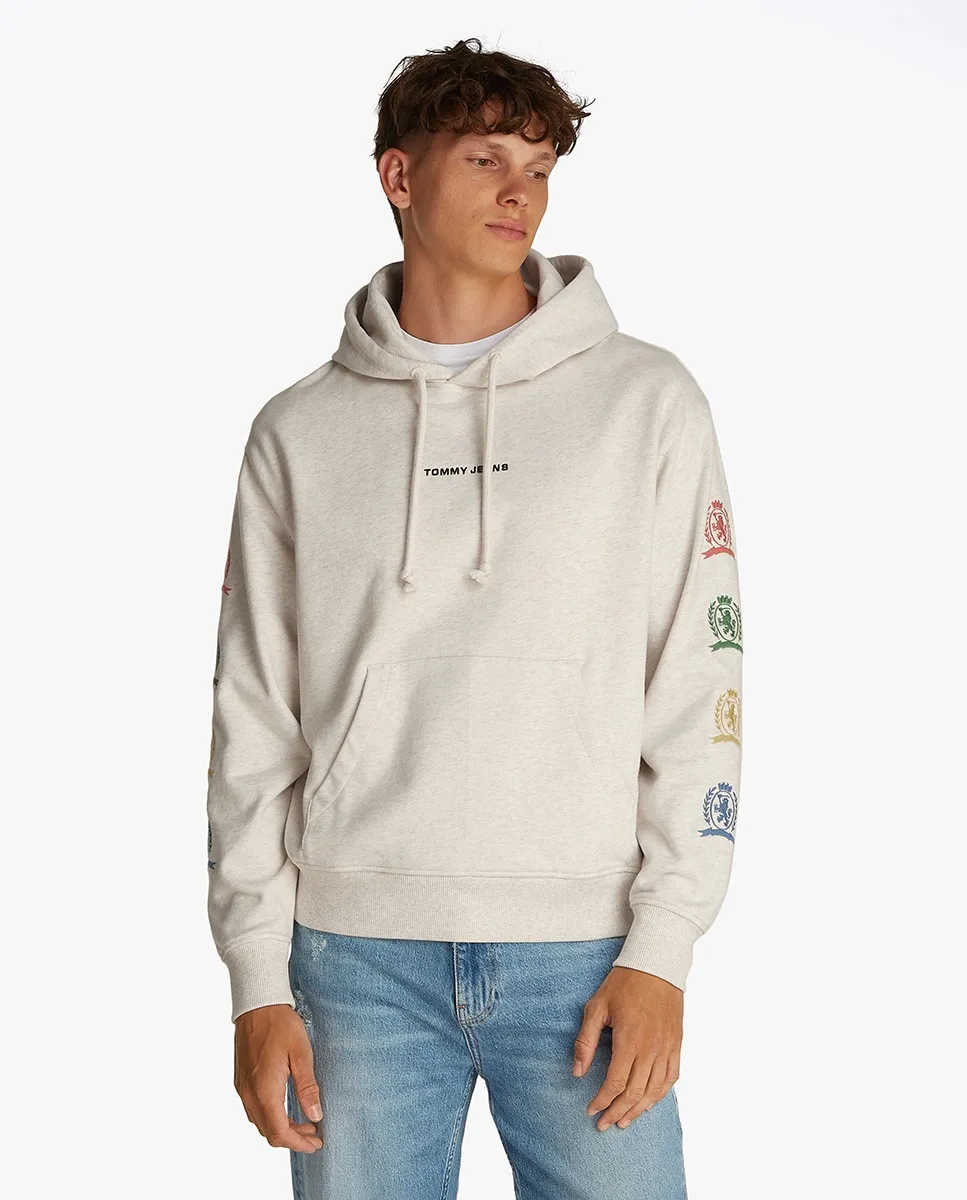

Мужская толстовка с капюшоном свободного кроя Tommy Jeans, светло-серый