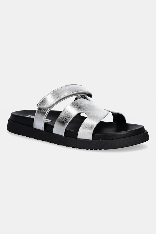 Кожаные шлепанцы Missile Steve Madden, серебряный