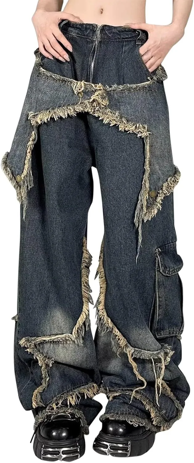 

Джинсы Y2K для женщин Baggy Boyfriend Loose Wide Leg High Waist