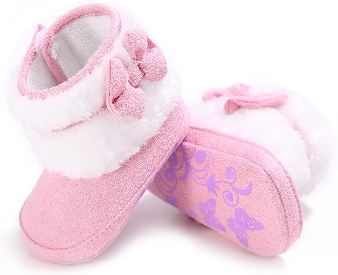 

COSANKIM Ботинки Мягкая Нескользящая Подошва Теплые Зимние Снежные Ботиночки Малыш Детская Обувь для Первых Шагов, розовый