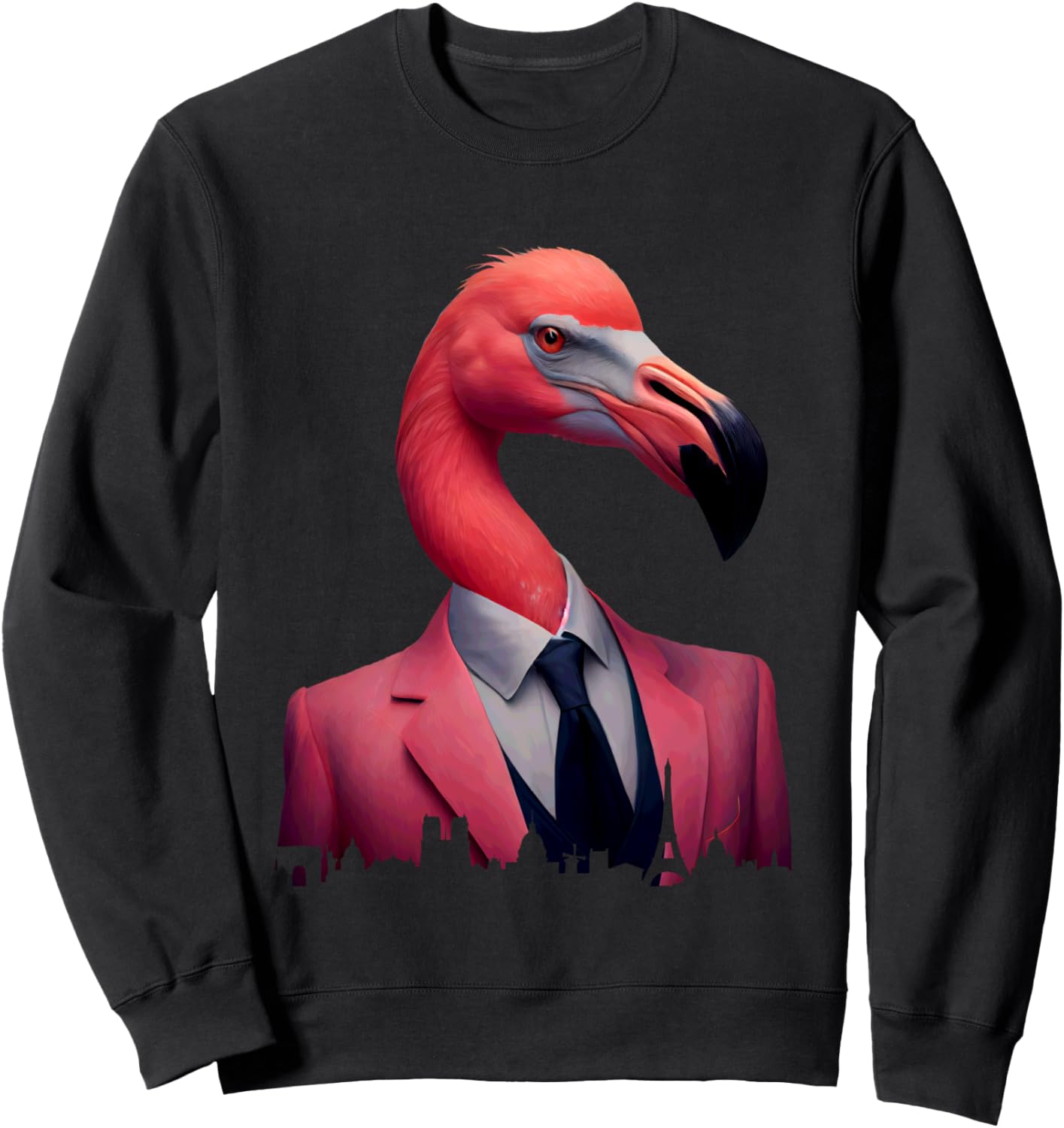 

Толстовка с силуэтом города в костюме фламинго Flamingo Urban Fashion Style Art, черный