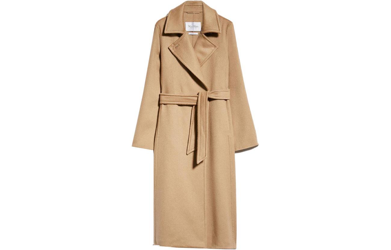 

MaxMara Пальто из чистой шерсти с завязкой на талии, Camel