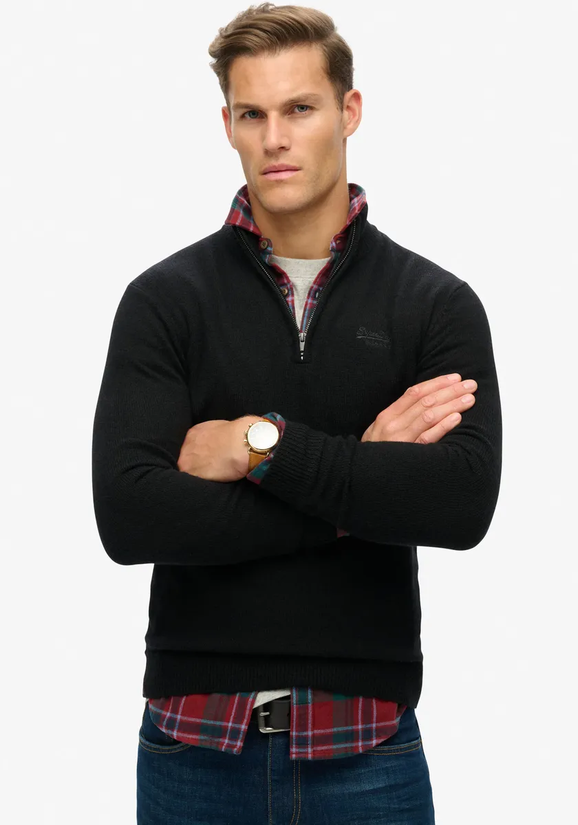 

Вязаный свитер Superdry "ESSENTIAL EMB KNIT HALF ZIP", черный