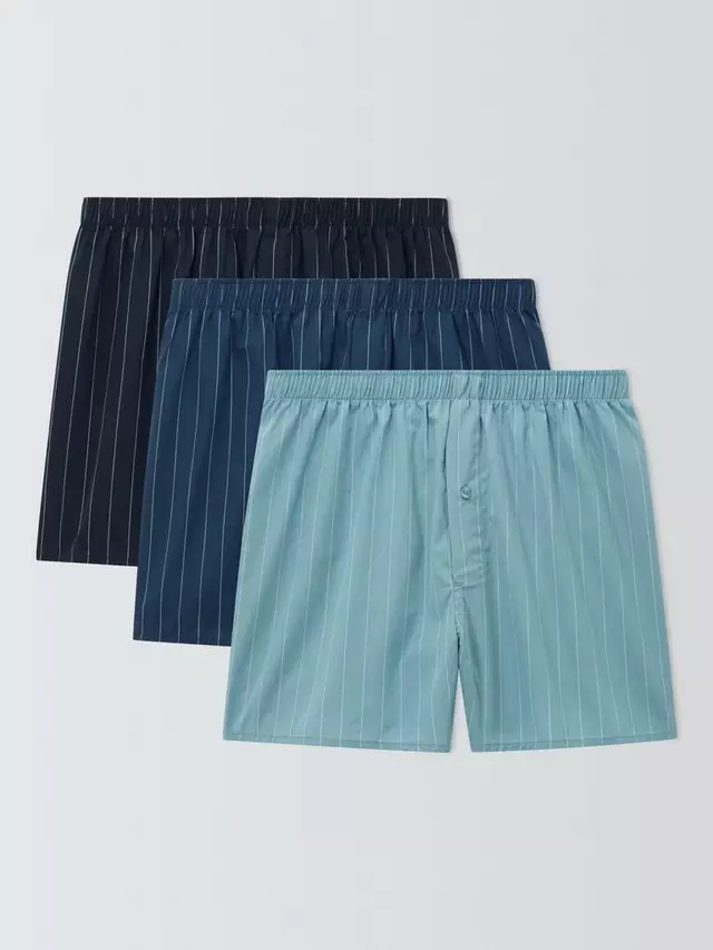 

Боксеры John Lewis Organic Cotton Pinstripe 3 шт, цвет blue mid