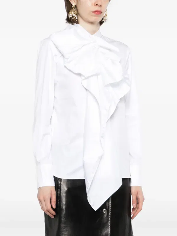 Рубашка с длинными рукавами и оборками Alexander Mcqueen, белый — фото 3