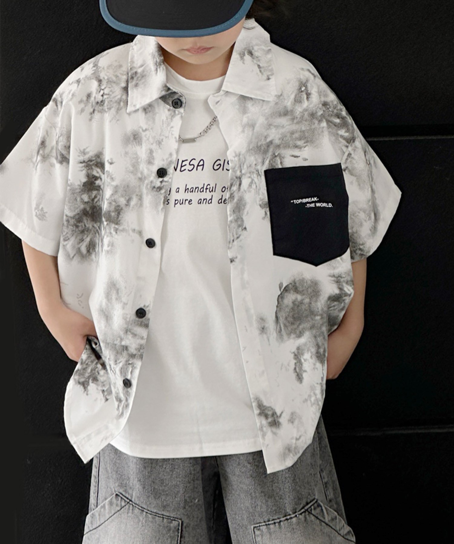 Детская футболка с коротким рукавом в стиле тай-дай [aimoha-KIDS-] Aimoha Kids, white — фото 2