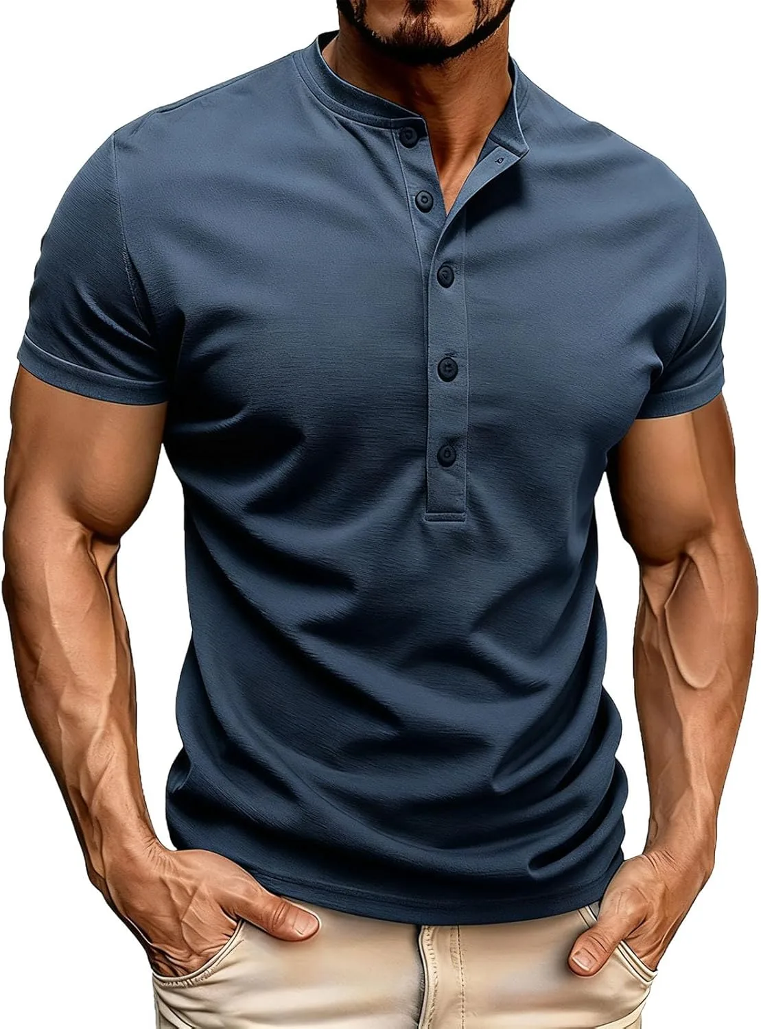 

Мужская футболка Henley с коротким рукавом