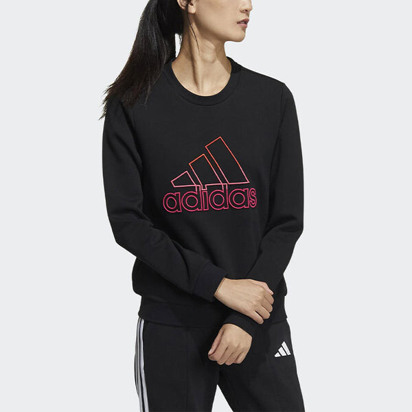 Свитер с принтом логотипа, круглый вырез, Adidas, черный — фото 2