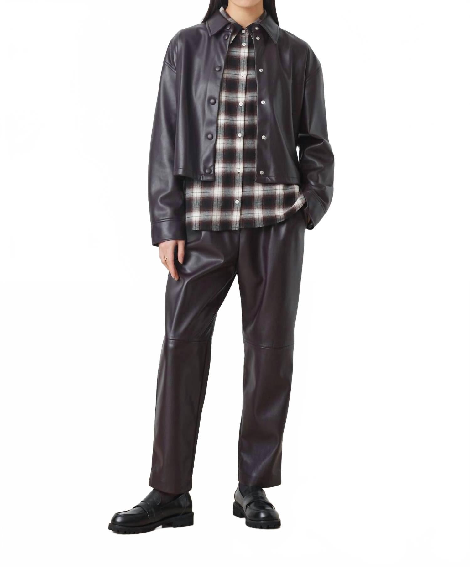 

Брюки из искусственной кожи шоколадного цвета Suncoo, шоколадный