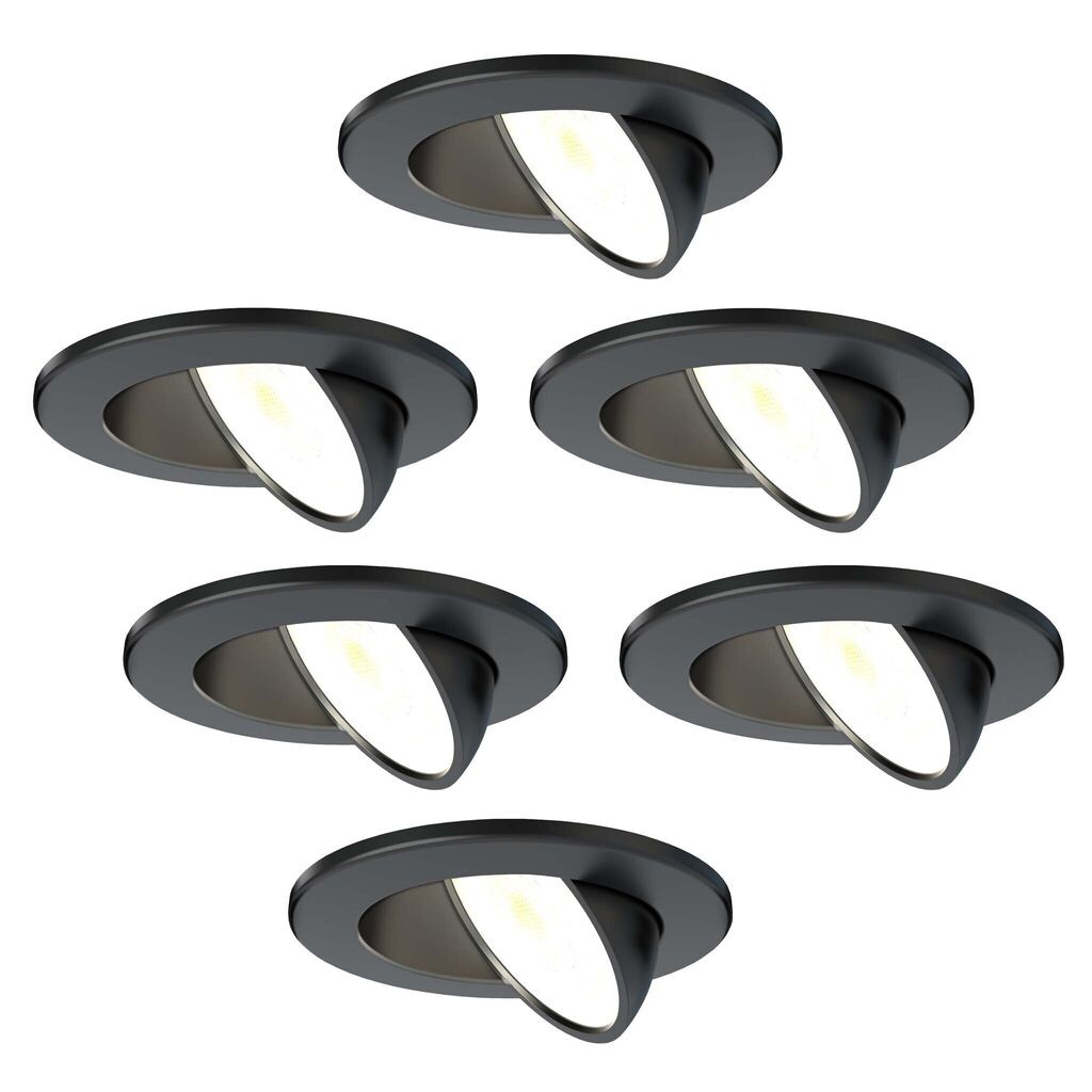 

Светодиодные потолочные светильники Ledvion, 6x, черные, 5 Вт, IP65, CCT, COB, Ø75 мм, с регулировкой яркости, простая установка, гарантия 5 лет, встроенный точечный светильник для ванной комнаты, светодиодная лампа с регулируемой яркостью, черн...