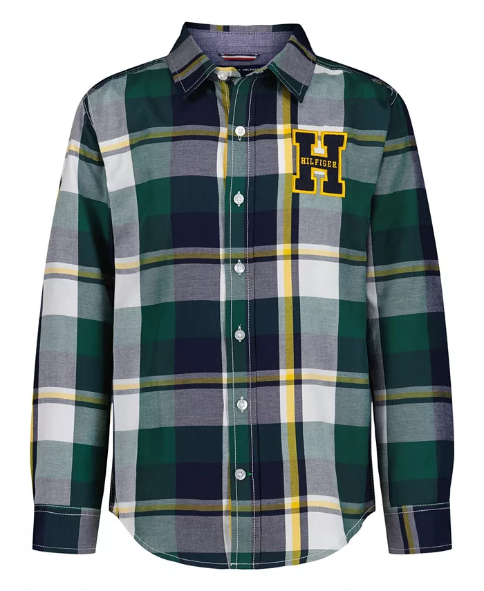 

Мальчиковая рубашка в клетку 8-20 Tommy Hilfiger, зеленый