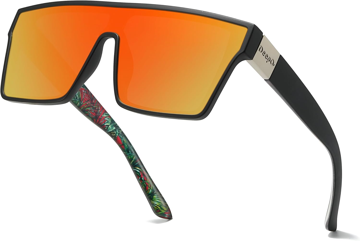 

Солнцезащитные очки DeepQ увеличенного квадратного размера с поляризацией для мужчин и женщин, цельные солнцезащитные очки с защитой от УФ-излучения UV400 для занятий спортом, R03 Matte Black/Orange