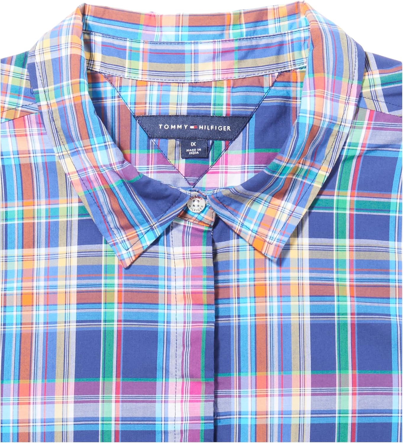 Женский спортивный топ Tommy Hilfiger без рукавов с оборками в клетку, Blue Multi — фото 2