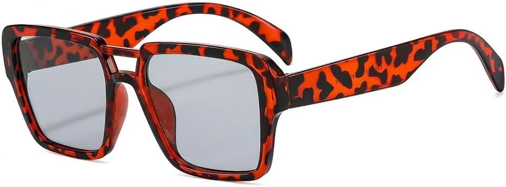 

Солнцезащитные очки Melrose Retro Square Pilot для женщин и мужчин, модные, в стиле 70-х, классические, винтажные, увеличенного размера, с защитой от УФ-излучения UV400, Tortoise/Gray