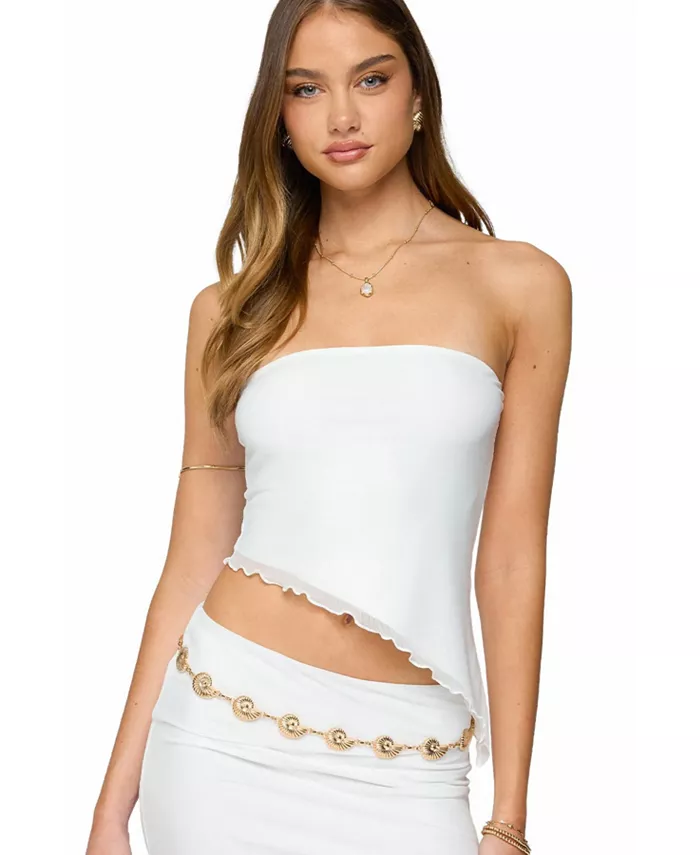 

Женский асимметричный топ Vivi Mesh Edikted, белый