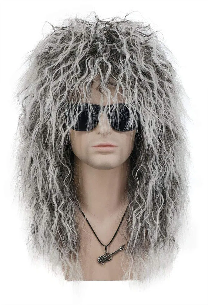 Парик Mullet Long Curls Glam Punk Rock от VGbeaty Vgbeaty, Grey And White