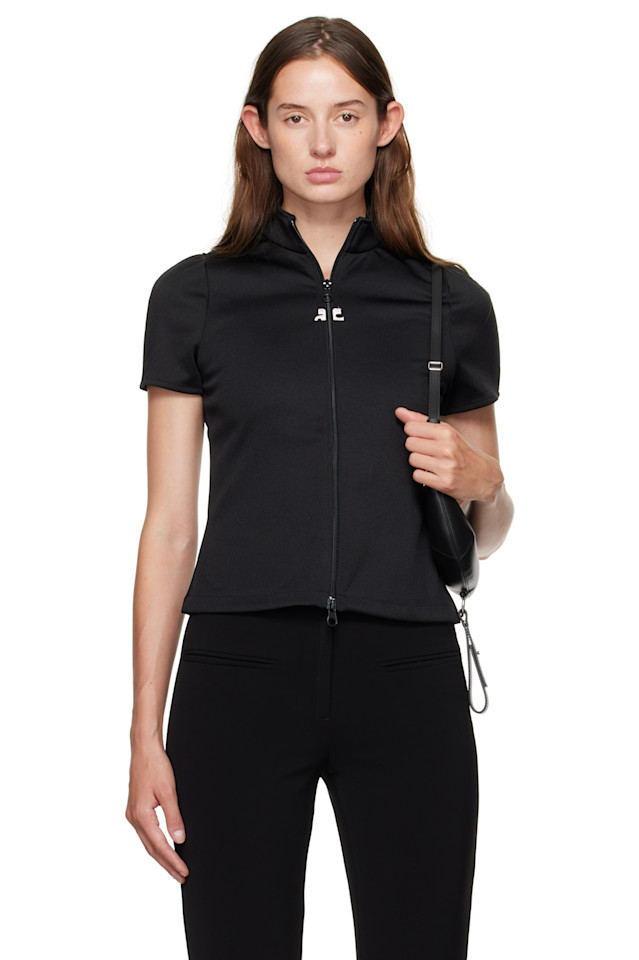 

Спортивная футболка из трикотажа Courrèges, черный