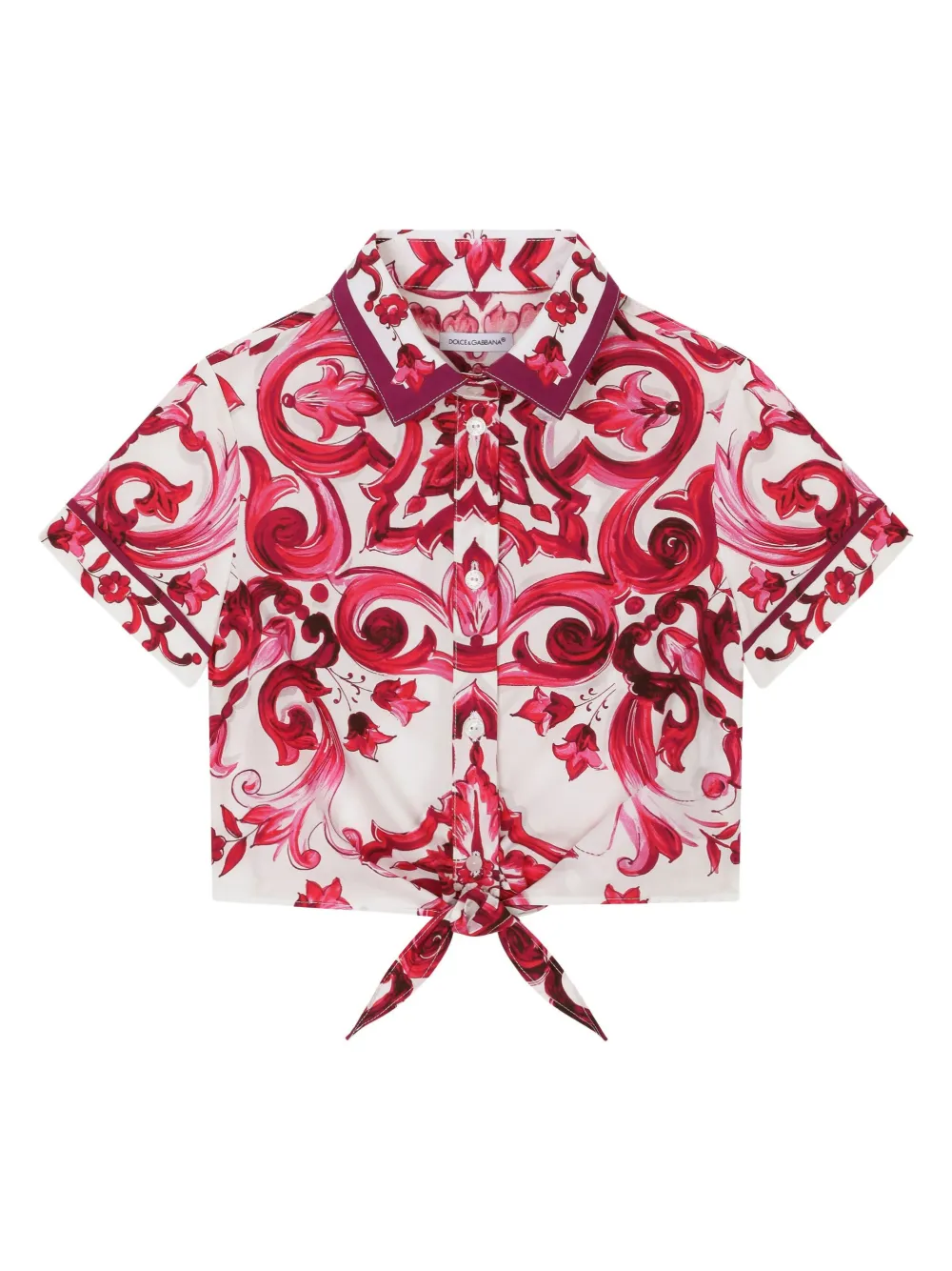 

Рубашка с завязками и принтом Majolica Dolce & Gabbana Kids, белый