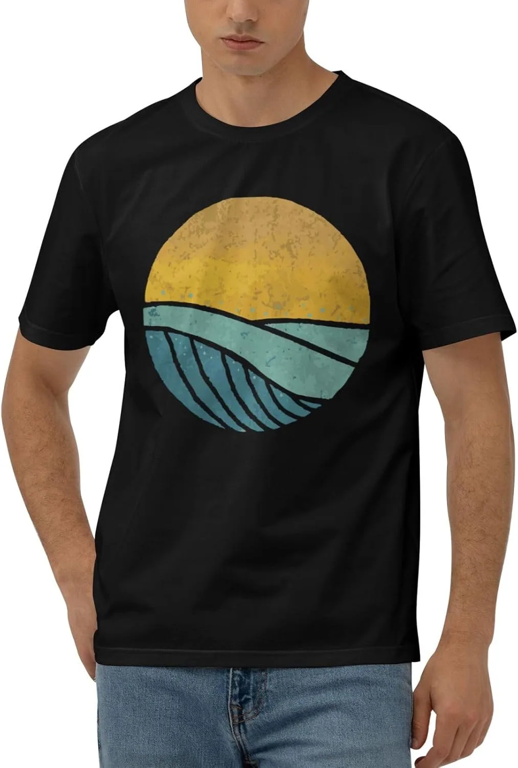 

Футболка Vintage Sea Wave On Tides мужская, короткий рукав, Cotton, Black JYEXSEIZ