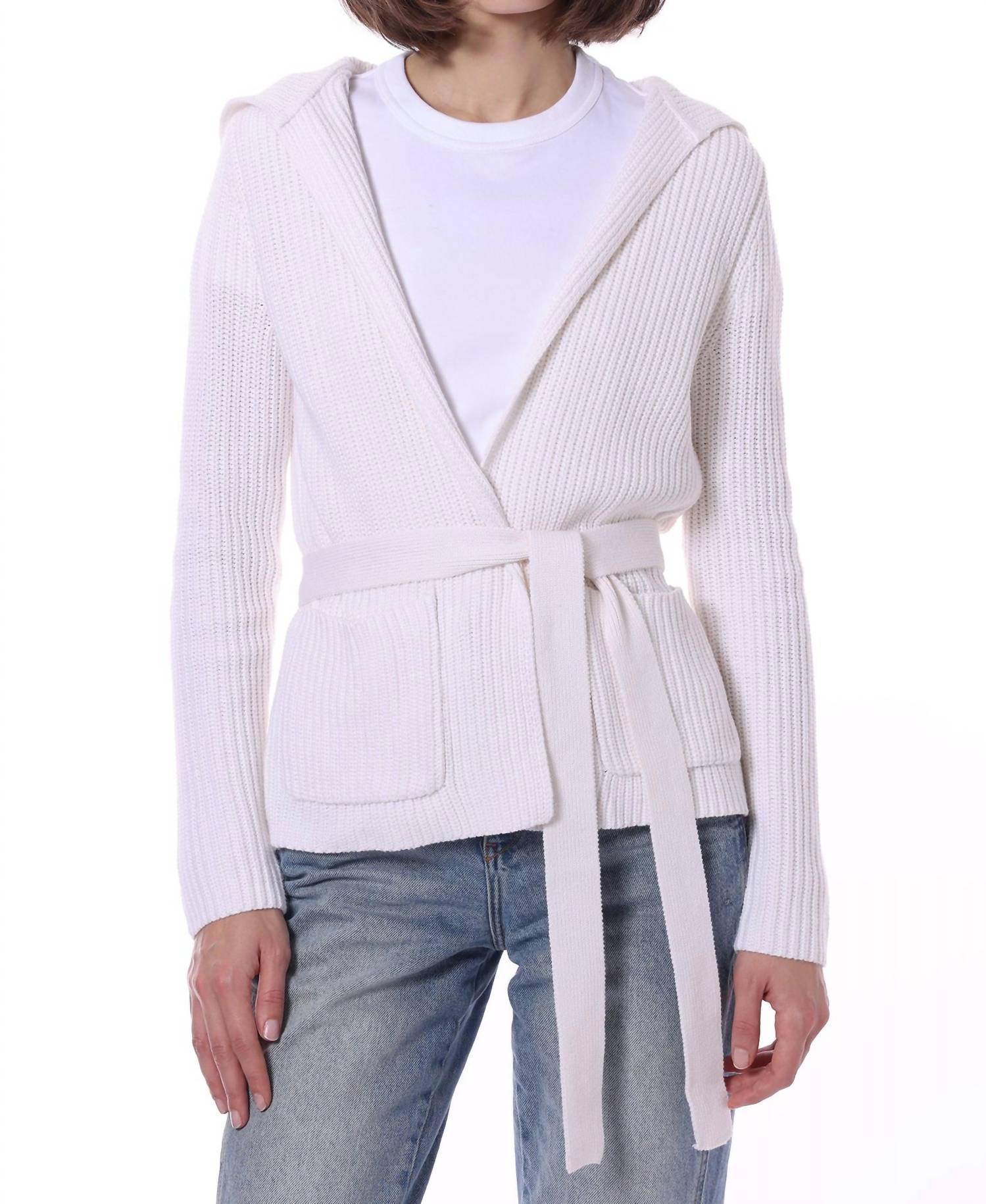 

Шейкер летучая кардиган кашемир в белом Minnie Rose