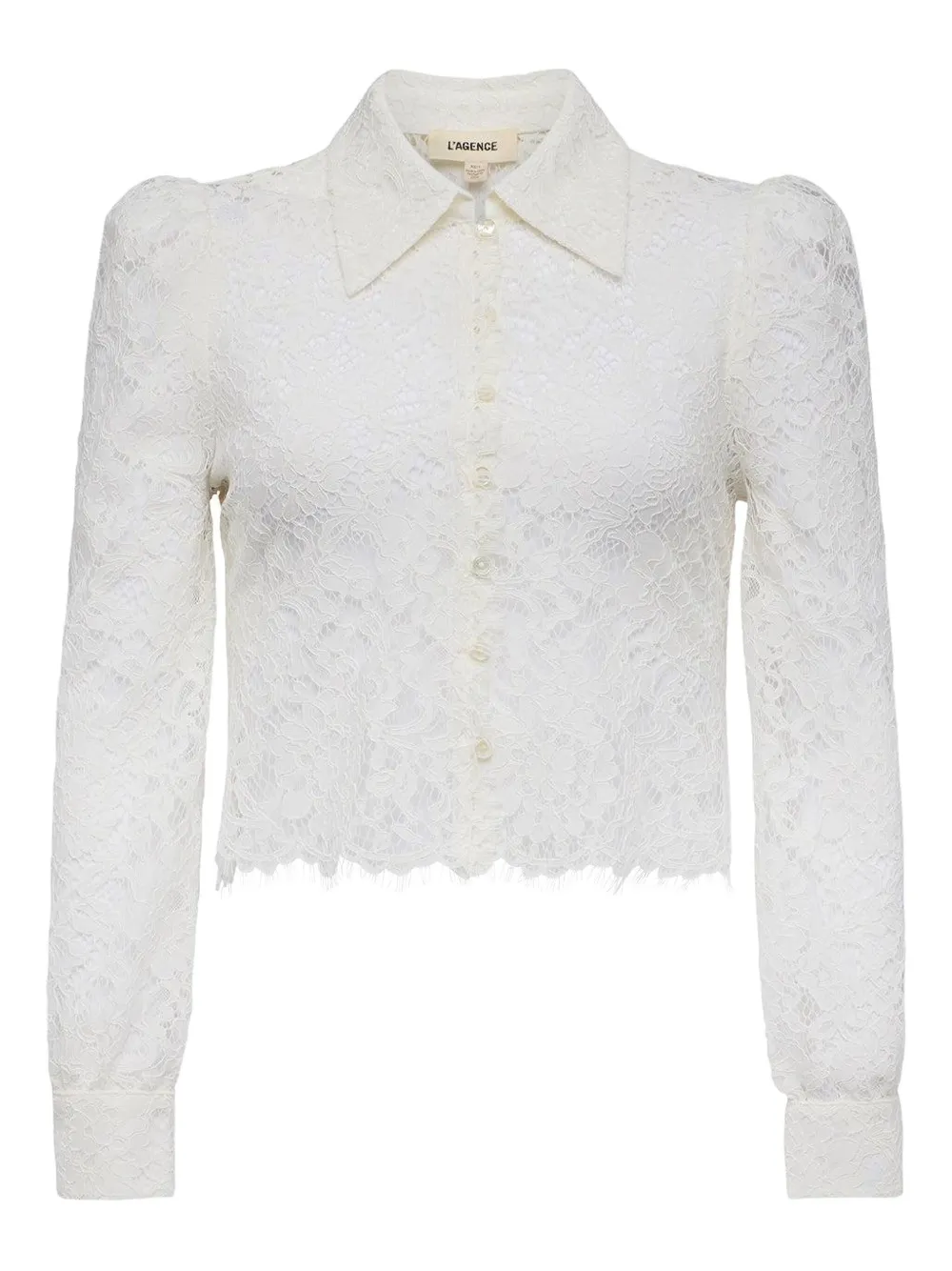 

Рубашка Anita из кружева с рукавами-фонариками L'Agence, белый