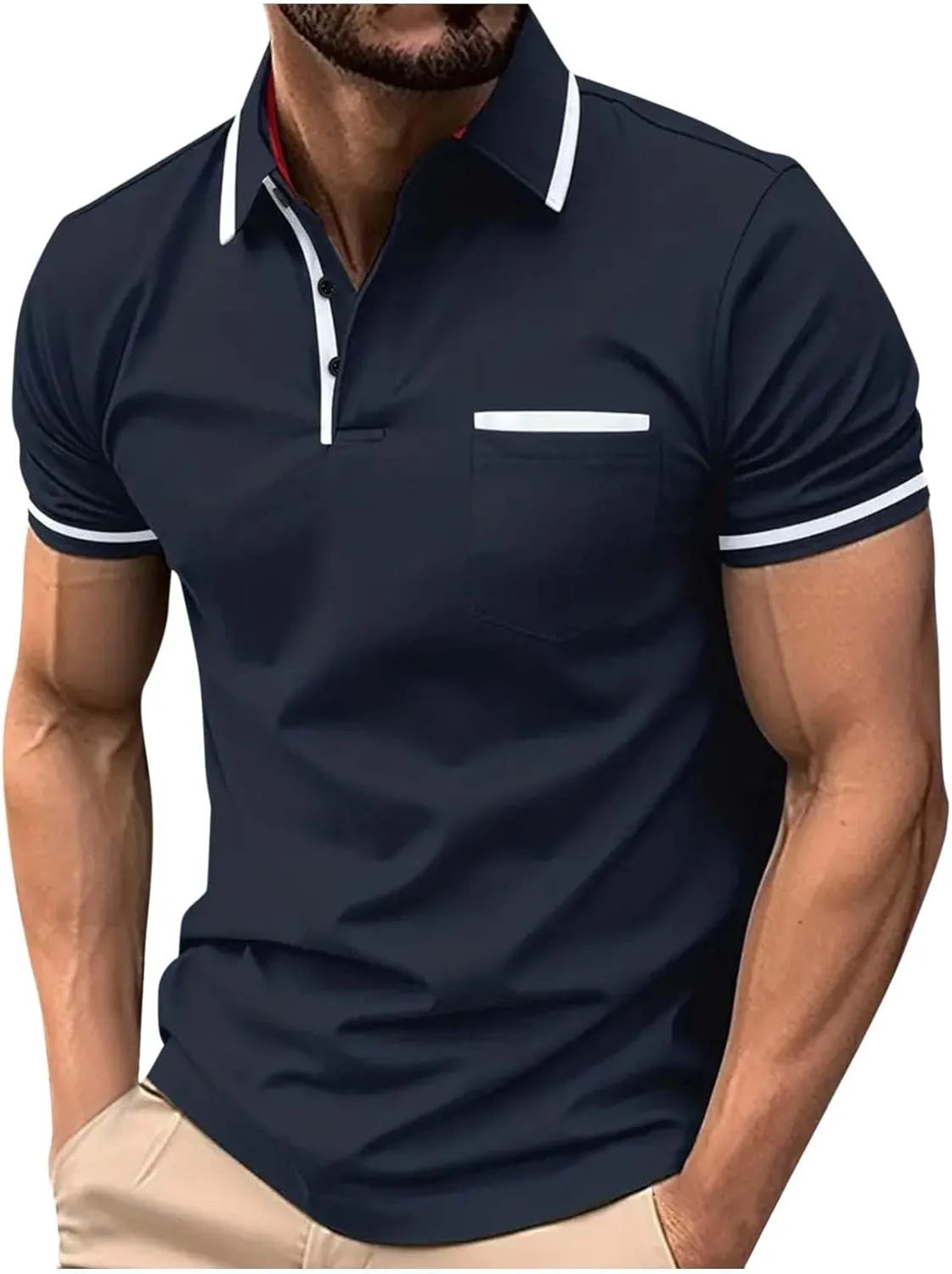 

Футболка мужская с коротким рукавом и карманами Juebong