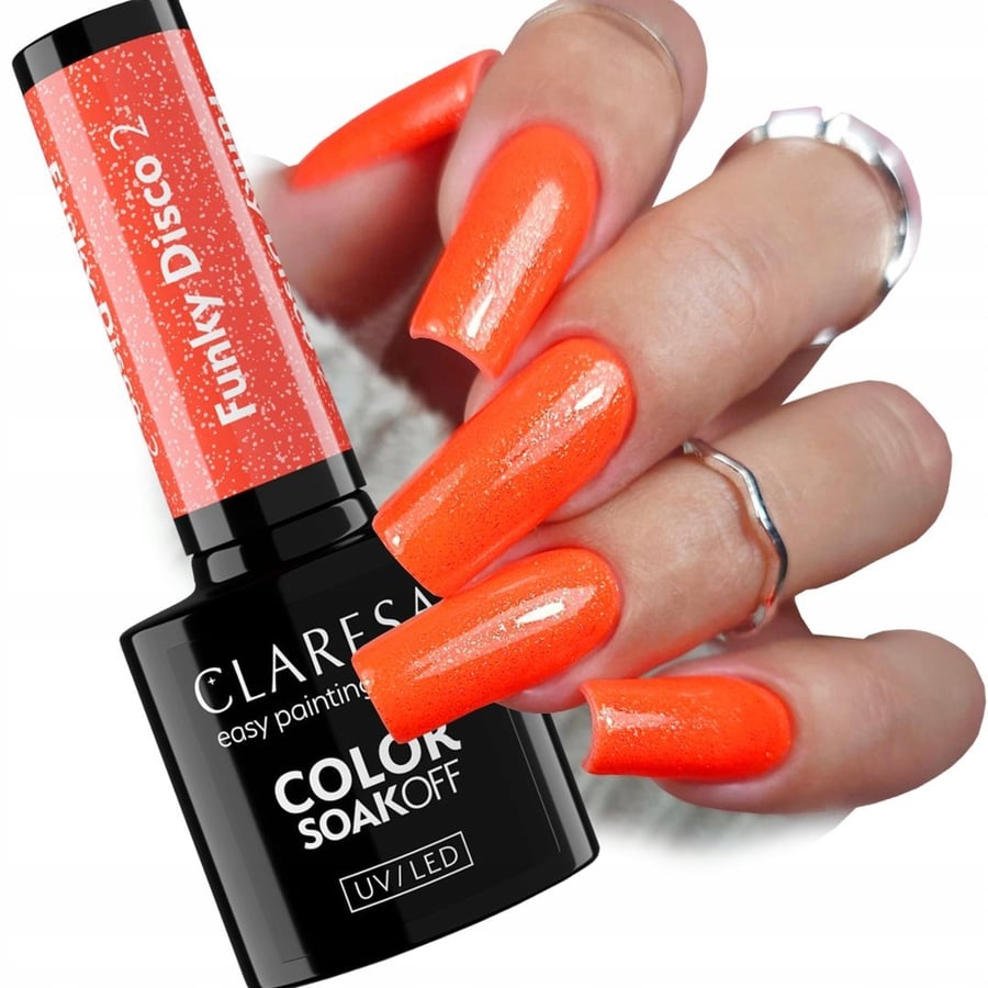 

Claresa Funky Disco 2 Orange Pop Гибридный лак для ногтей Неоновый оранжевый Puderek
