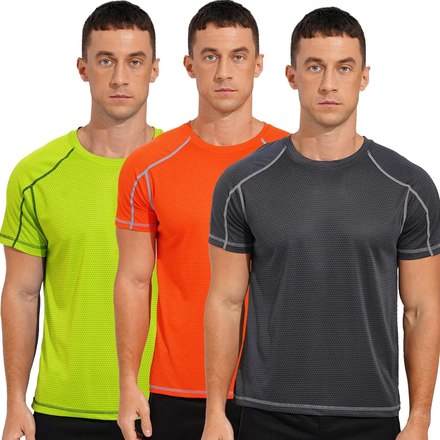 

Kaerm 3 Pack мужских футболок для тренировок с коротким рукавом quick dry