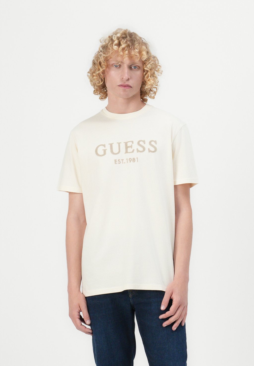 

Футболка с принтом BOX LOGO TEE Guess, кремовый