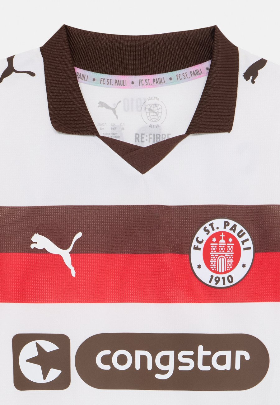 Футболка Puma FC ST. PAULI AWAY UNISEX, White/Espresso Brown/White — фото 3