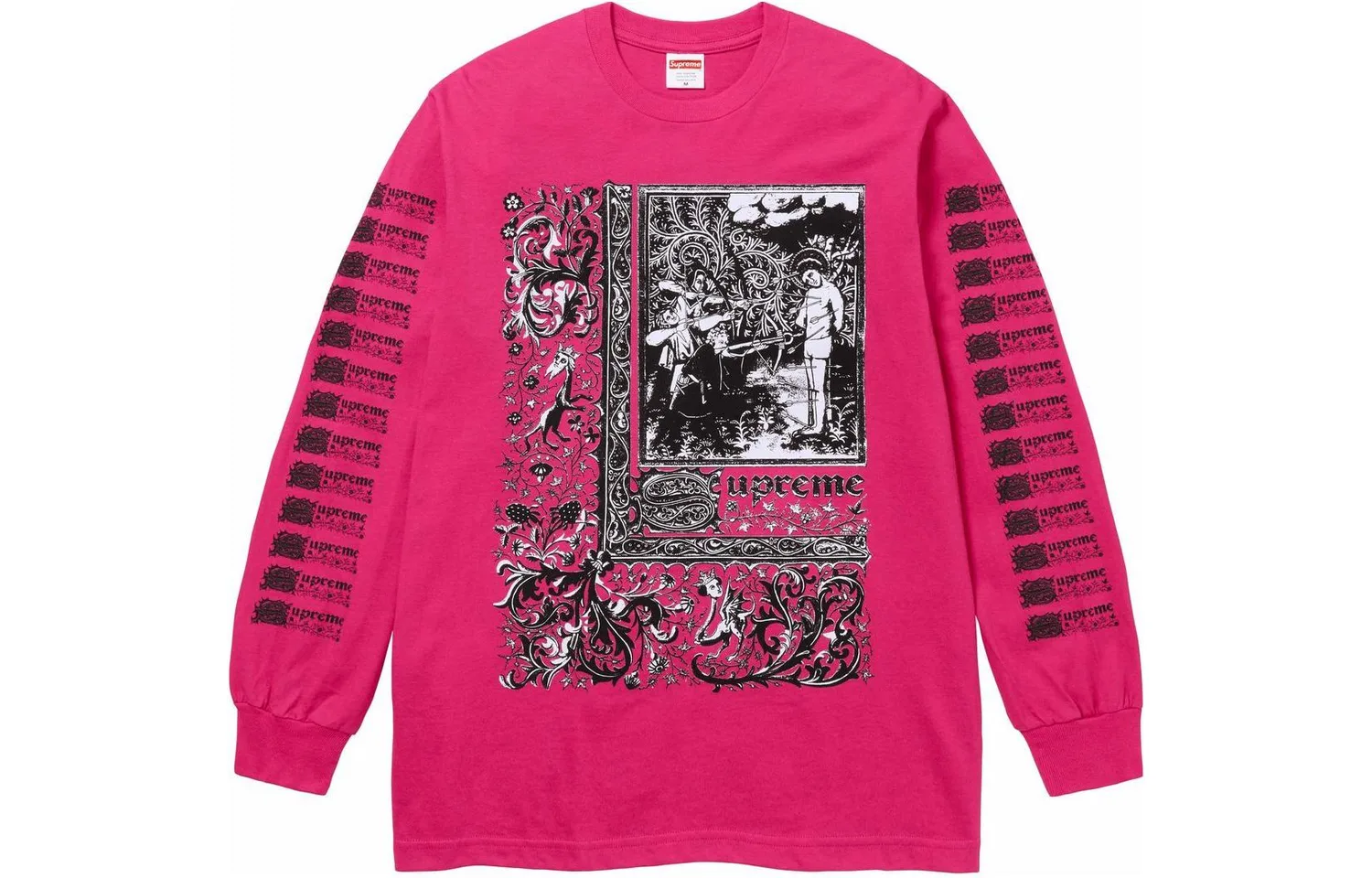 Футболка Saint Sebastian с длинным рукавом Supreme, marine синий/светло-оливковый — фото 4